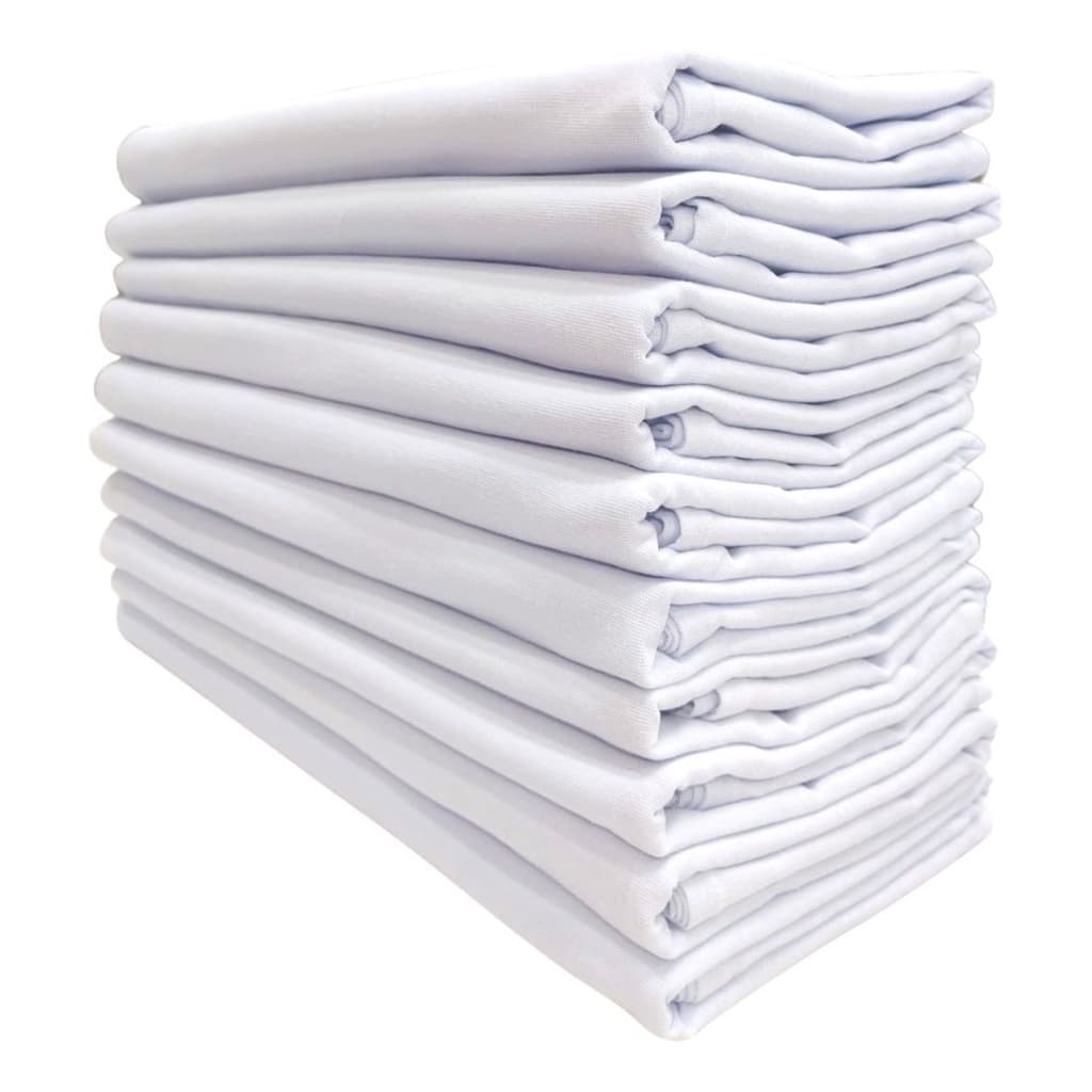 Kit 10 Pano De Prato Branco Com Bainha Algodao