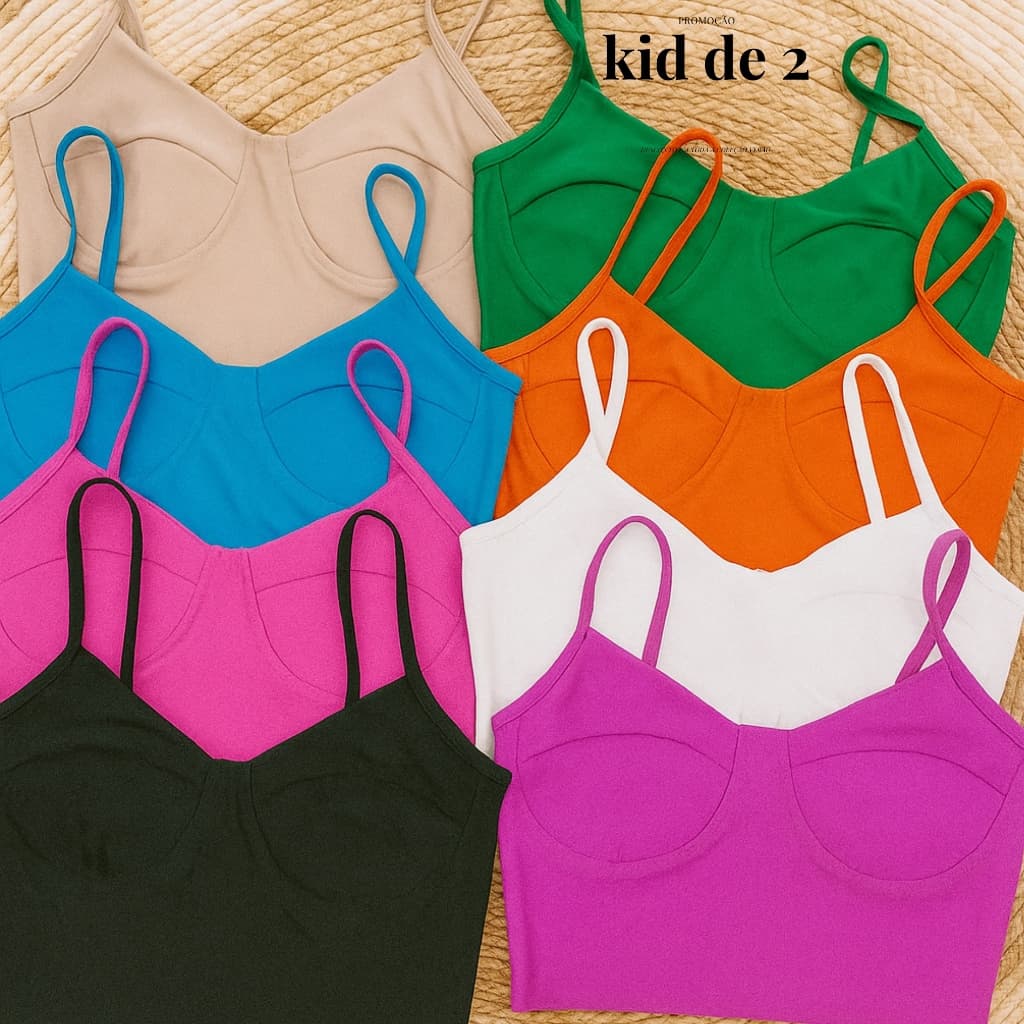 Kit 2 Cropped Regata Feminino Poliamida Sem Bojo Meia Taça Top Suplex Retro Cropped Crop Cropeed