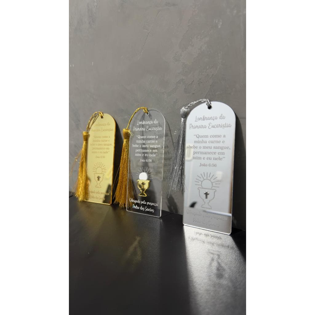 Kit 5 Lembrancinhas Marcador de Pagina para Primeira Comunhao, Eucaristia, Batizado, Crisma