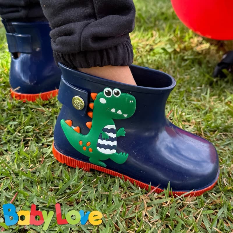 Galocha Infantil Menino masculino Dinossauro Cano Baixo Impermeável Leve Antiderrapante