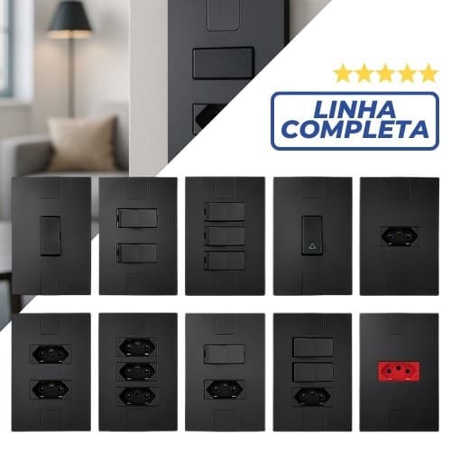 Tomada Interruptor Preto 10A 20A 4x2 Modular 127/220V Pluzie