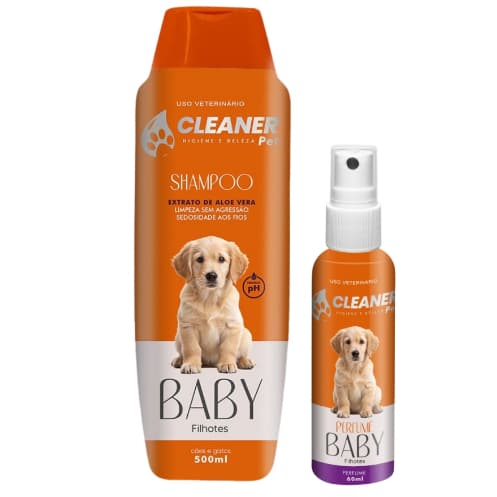 kit Shampoo cachorro shampoo para Filhotes 500ml + Perfume 60 ml CLEANER