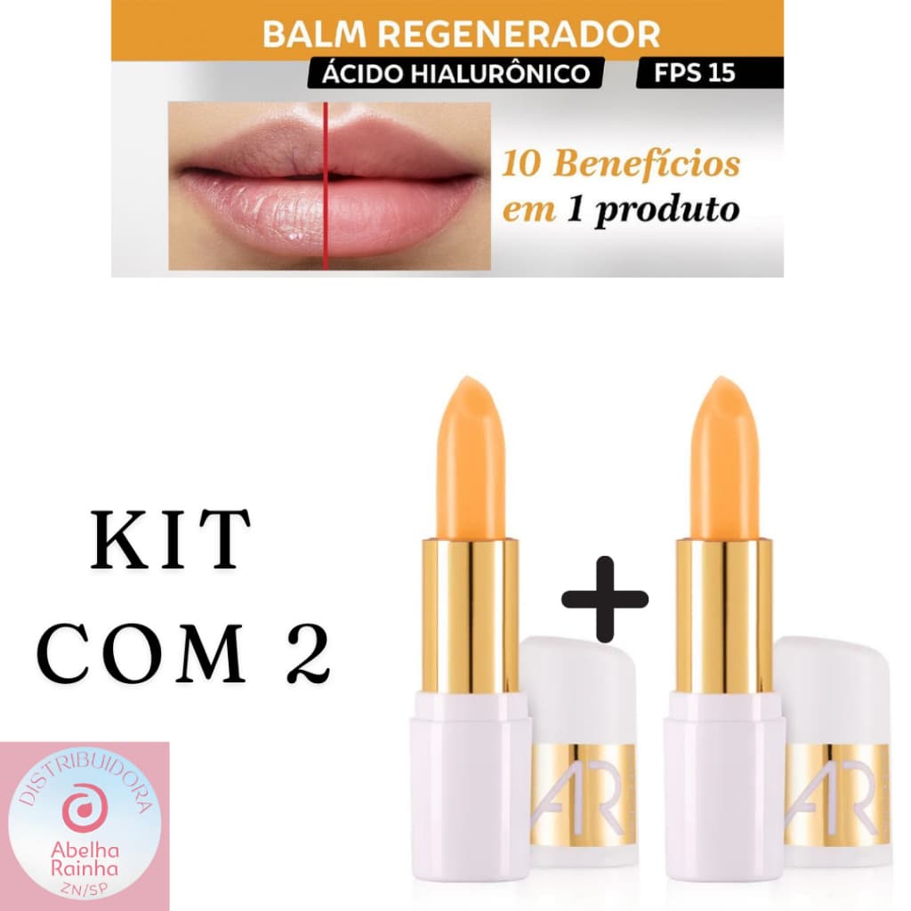 Kit 2  Balm Labial Ultra Regenerador Ácido Hialurônico FPS 15 Abelha Rainha