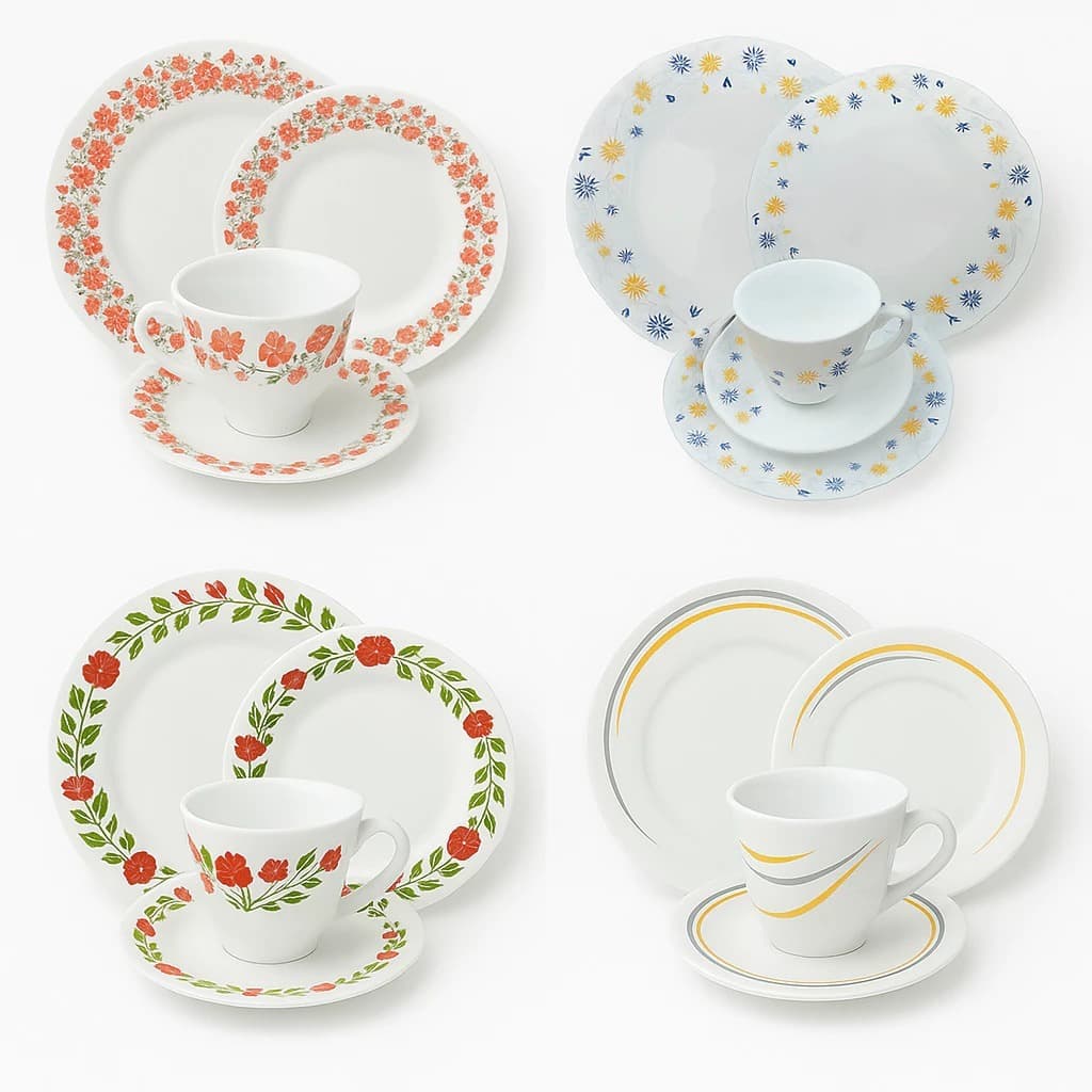 Aparelho de Jantar e Chá Fratelli 20 Peças Decorado Florido Louças Pratos Jantar Sobremesa Xícara