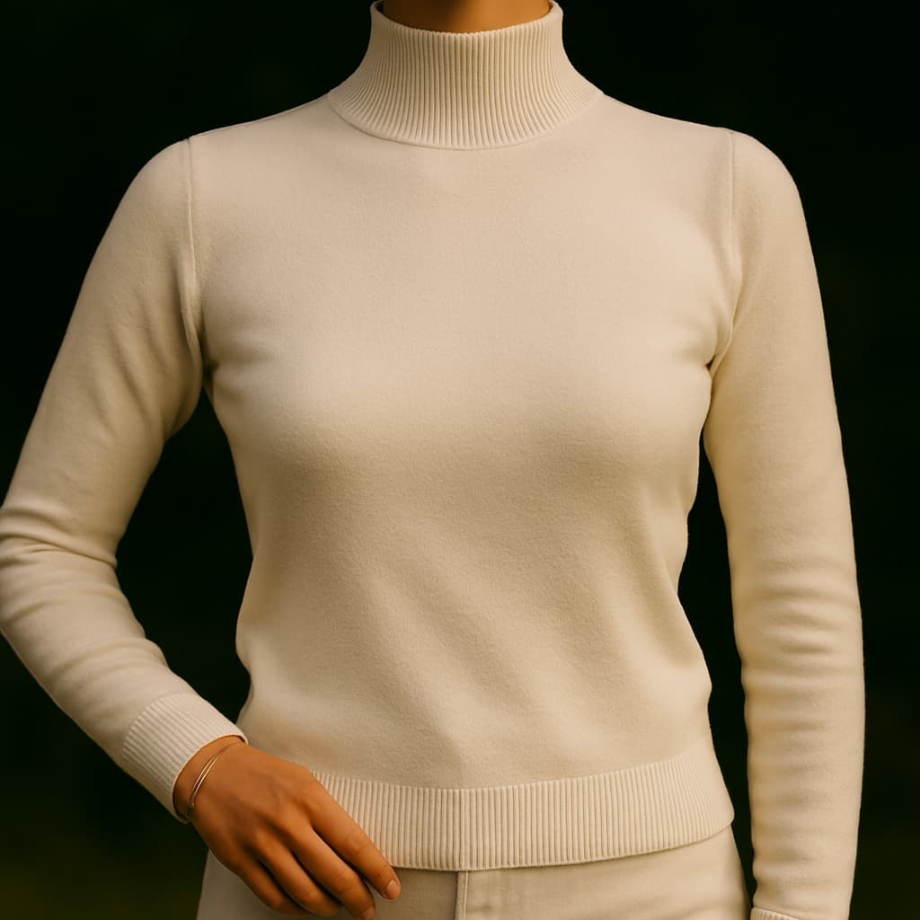 Blusa Feminina Gola Alta Canelada Manga Longa | Tricô Inverno Social Confortável