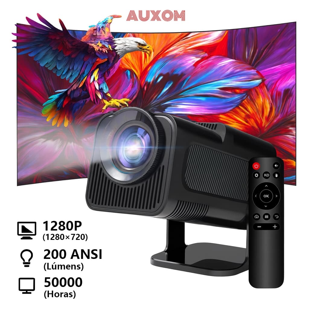 Novo Projetor Smart HY320 Pro Android WiFi6 Bluetooth Resolução 1280x720p HD Portátil