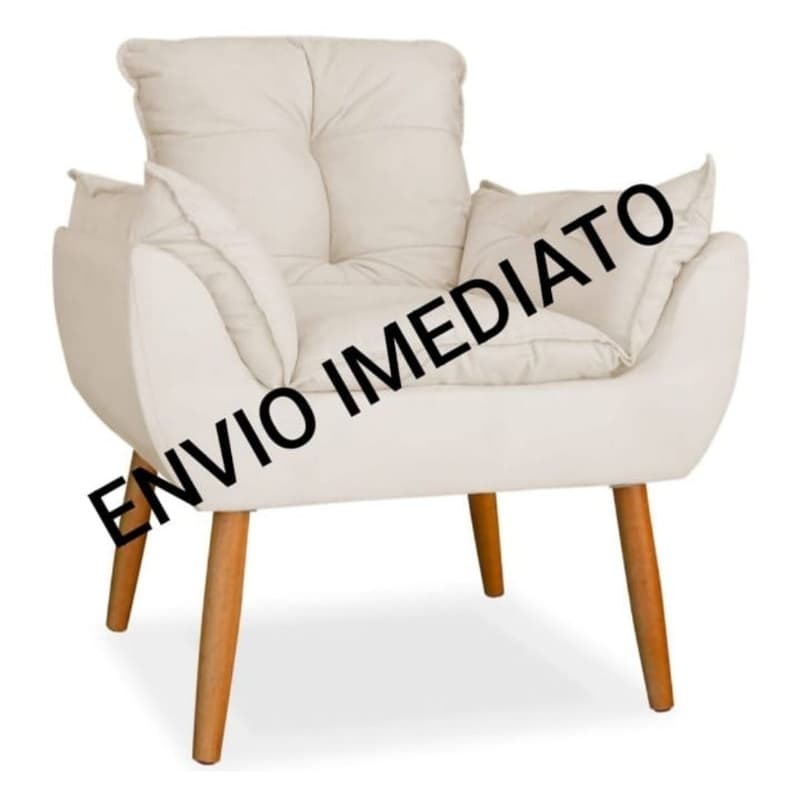 Poltrona opala pés palito Suede bege