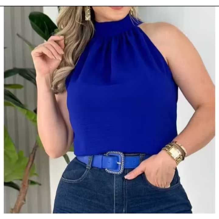 Blusa regata feminina estilosa com amarração nas costas