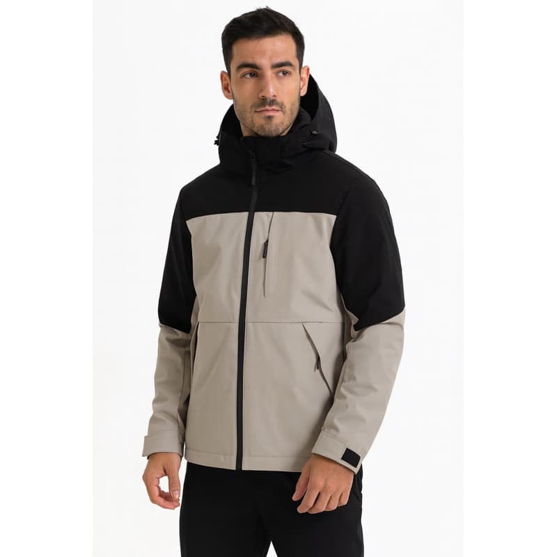 Jaqueta corta vento impermeável bege com preto PP, P, M e G