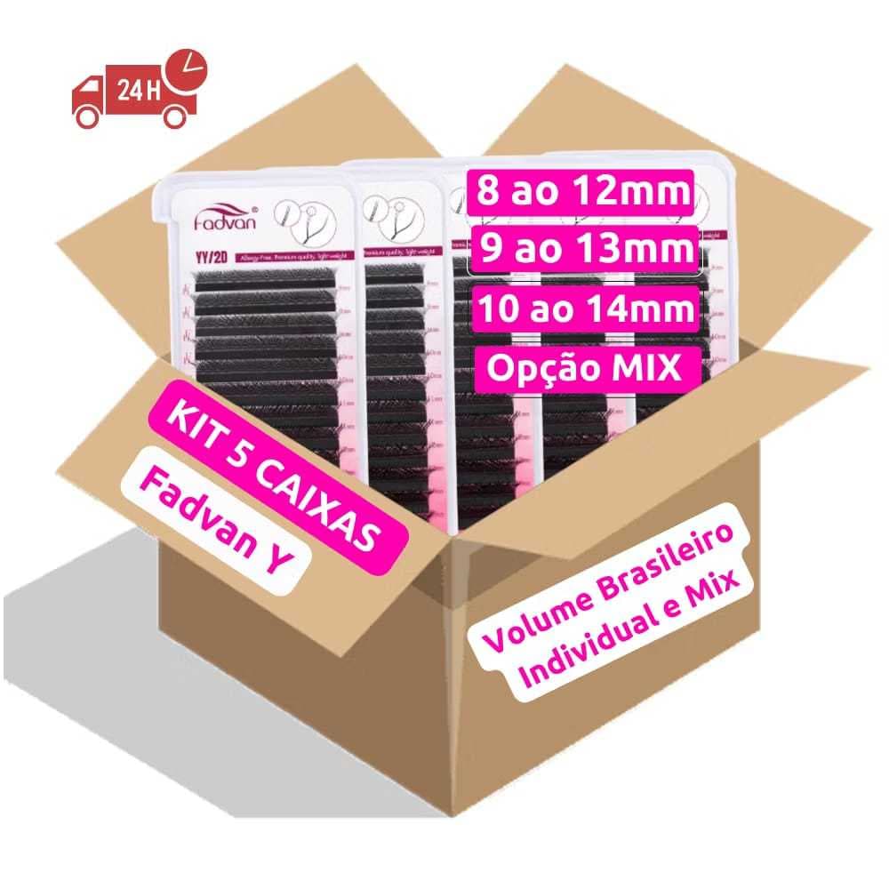 Kit 5 Cílios FADVAN YY Volume Brasileiro Alongamento Extensão Cilios ENVIO IMEDIATO