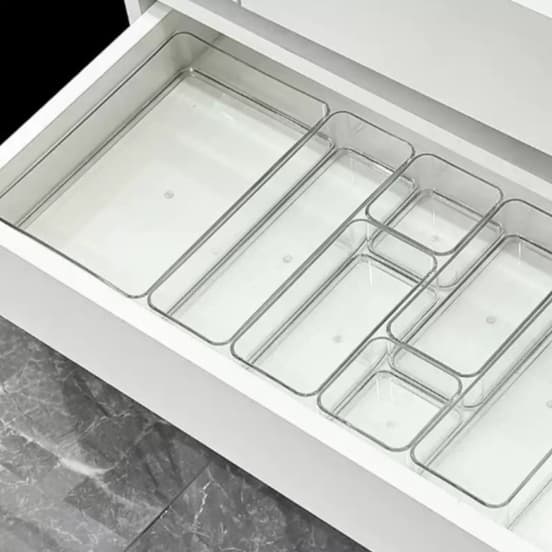 Kit 7 Organizadores Multiuso para Gavetas, Armários, Geladeiras Potes em Acrílico