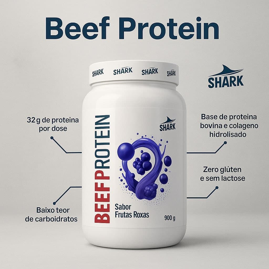 Whey Beef Protein Zero Lactose Shark Pro - Pote 900g