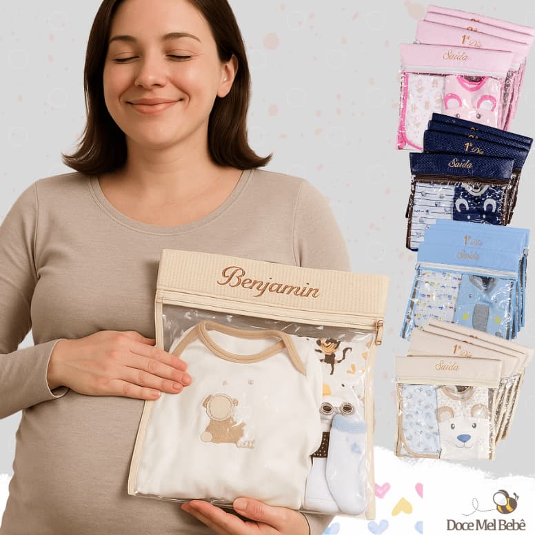 Saquinho Maternidade 4 Peças e 6 Peças Personalizado com o nome Do Bebê