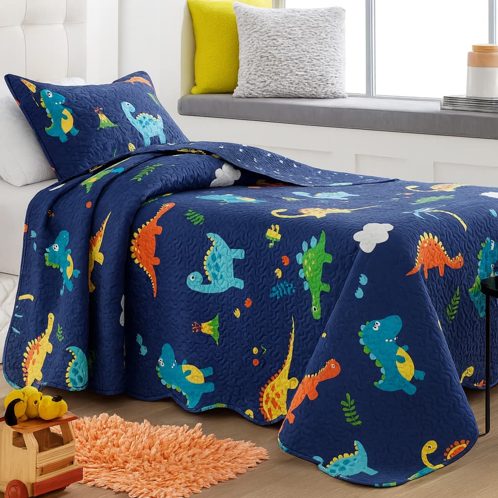 Kit Cobre Leito Solteiro 2 Peças Colcha Dupla Face Infantil Bouti Menino Menina Kids Bebê Roupa De Cama Box Criança