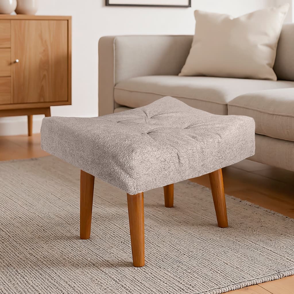 Puff Decorativo Suede Veludo com Pés Palito Madeira • Resistente até 150kg • Confortável e Moderno