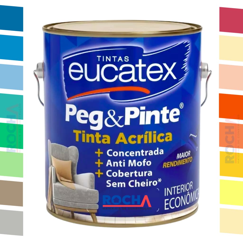 Tinta Acrilica Peg Pinte Anti Mofo  3,6l Pintura de Parede Teto Sem Cheiro Eucatex