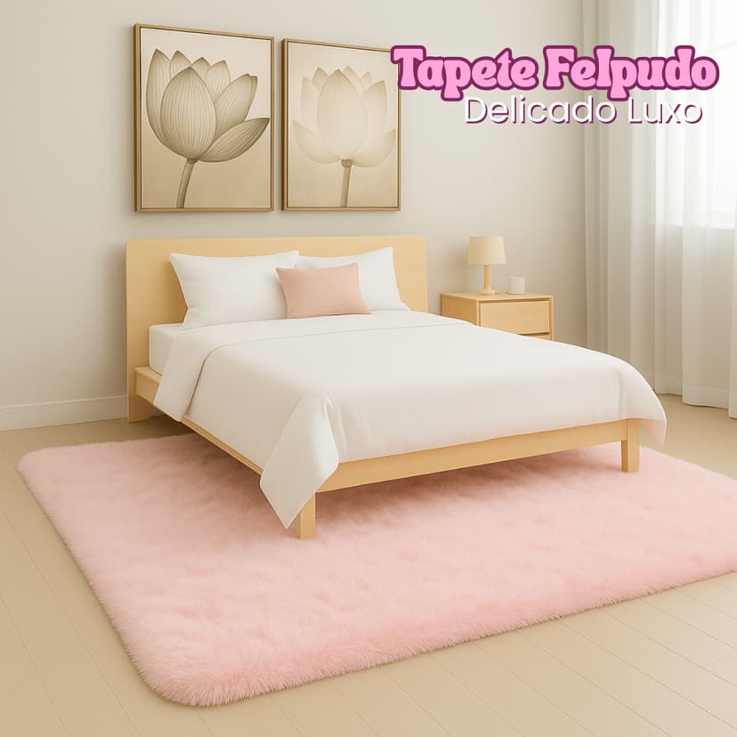Tapete De Sala Quarto Felpudo Peludo 1,40 X 1,00  Rosa, Pink e Tay Day Infantil Criança Extra Macio