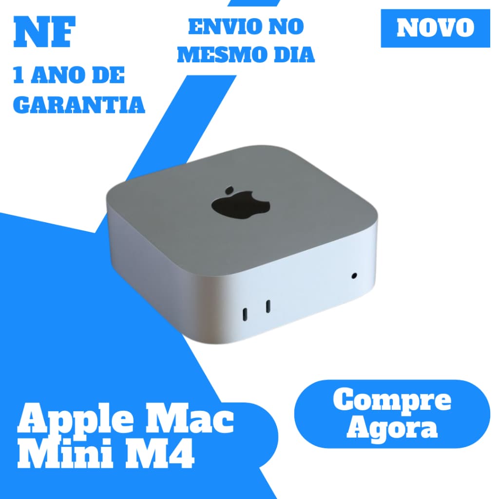 Apple Mac Mini M4 • 16GB RAM • 256GB - 512GB •  Novo Original com Nota Fiscal