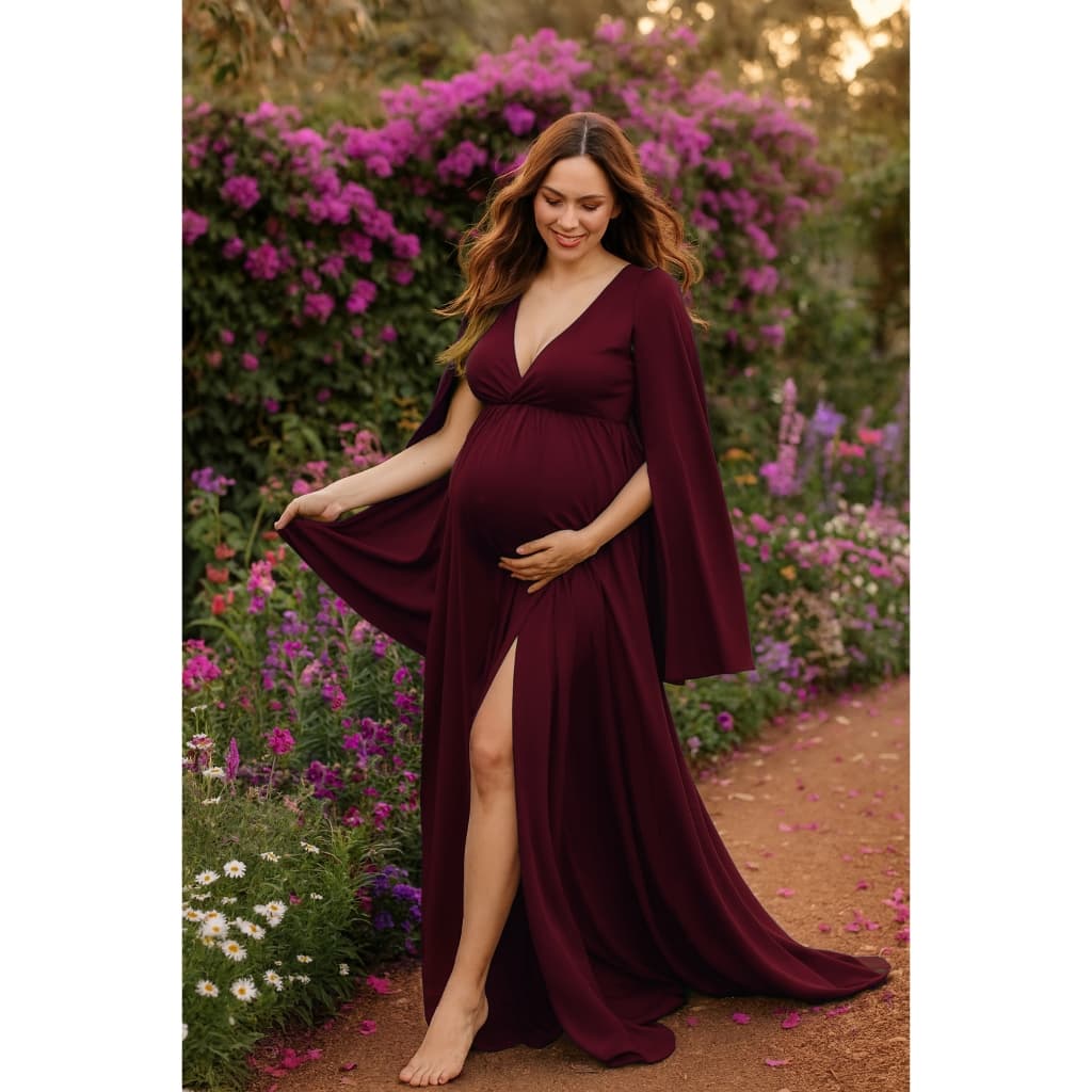 Vestido Gestante De Ensaio Com Shorts, Aberto Na Frente G25