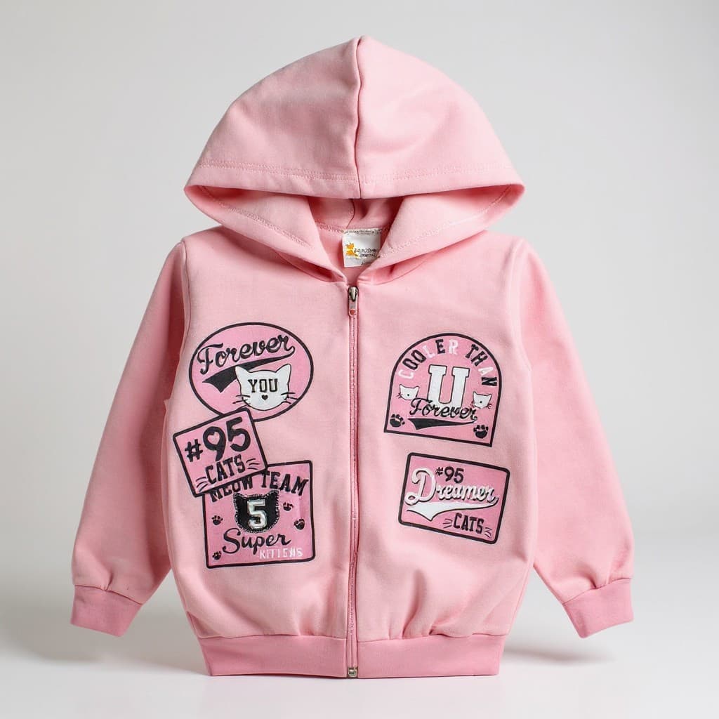 Casaco Menina Moletom Jaqueta Capuz E Zíper Roupa Frio