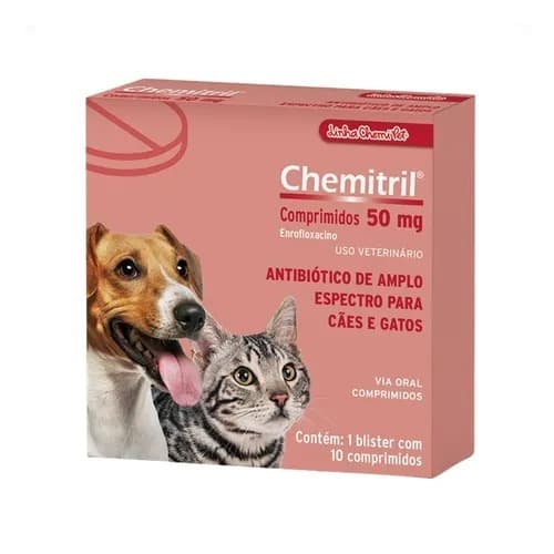 Chemitril 50mg - Cães  e gatos C/10 Comprimidos - chemitec