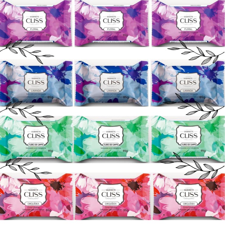 Sabonete Cliss/10 ou 06 unidades Fragrâncias:  Floral, Orquídea, Flores Do Campo, Lavanda  e Sortidos