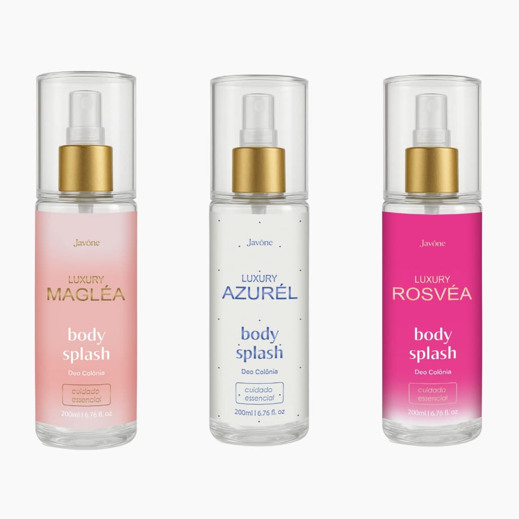 Kit Body Splash Javône Trio Essencial | Magléa + Azurél + Rosvéa | 3 Fragrâncias Icônicas | Envio Imediato