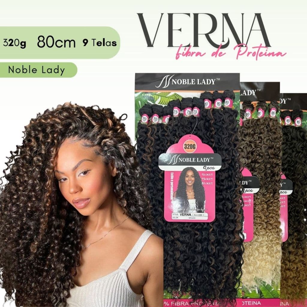 Cabelo Cacheado 80cm 100% Fibra De Proteína Verna 320 Gramas - Noble Lady