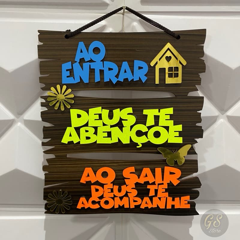 Quadro Decorativo AO ENTRAR DEUS TE ABENÇOE AO SAIR DEUS TE ACOMPANHE