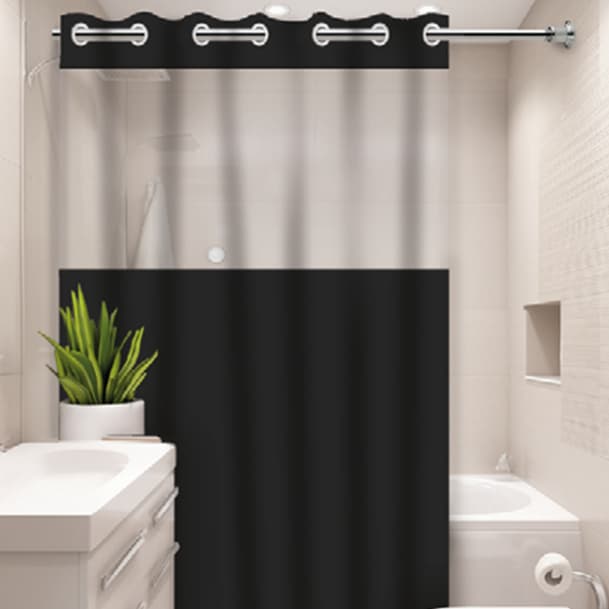 Cortina de Box Banheiro C\Ilhós 138cm x 198cm Visor Transparente 100% PVC Anti Mofo Possui Alta Durabilidade