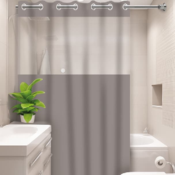 Cortina Para Box Banheiro C\Ilhós Várias Estampas 138cm x 198cm Visor Transparente 100% PVC Anti Mofo Uso diário