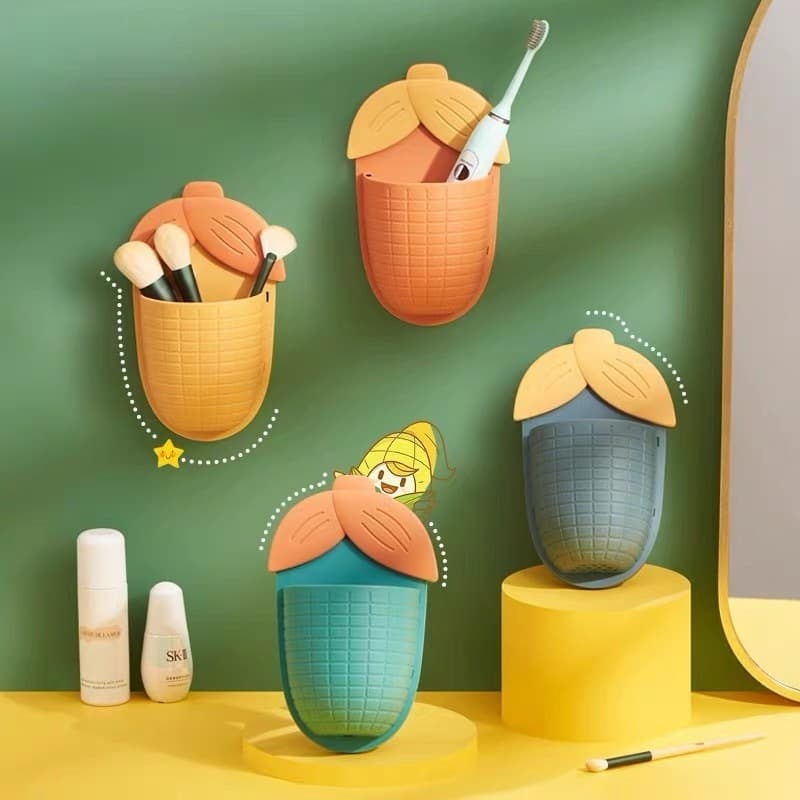 Suporte Organizador Em Forma De Milho Para Armazenamento Multiuso Sem Furos Adesivo Na Parede