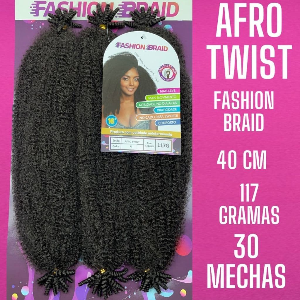 Afro Twist 40cm FASHION BRAID Cabelo Afro CROCHET - BRAIDS SYNTHETIC PREMIUM - 117g.