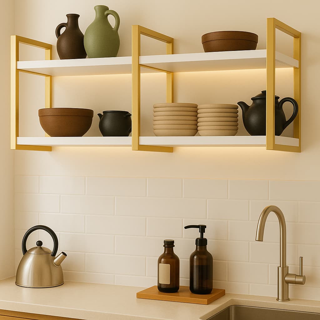 Prateleira Nicho Suspensa Estilo Industrial 100cm Base de Ferro Tampo de Madeira