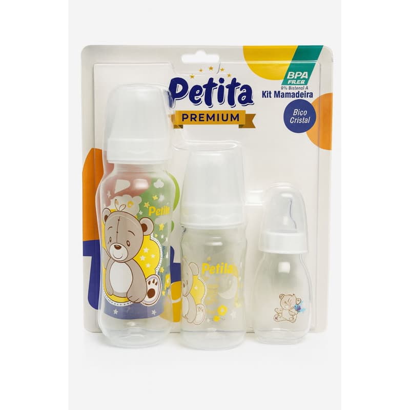 Kit 3 mamadeiras 240ml/140ml/60ml menino menina