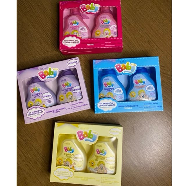 Kit Higiene Infantil MURIEL BABY Shampoo e Condicionador Camomila Lavanda Menina ou Menino banho