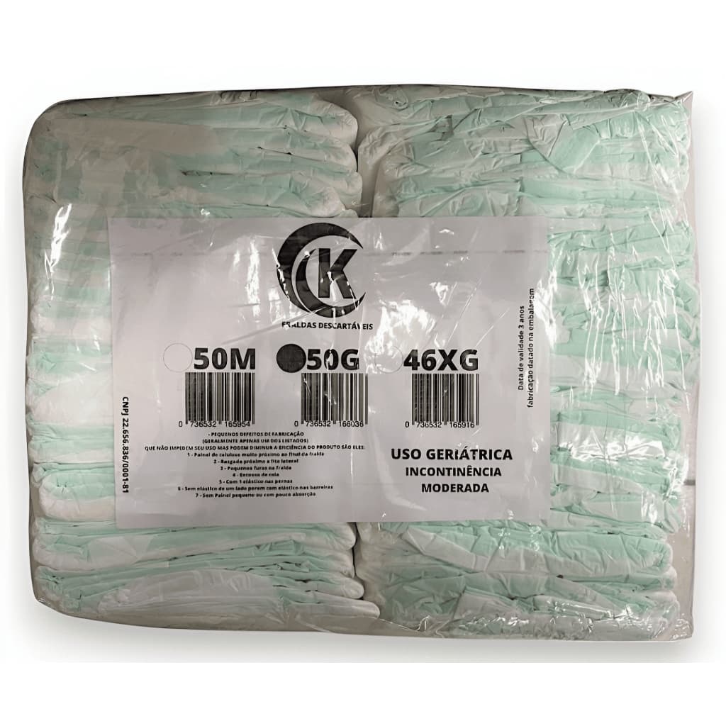 Fralda Geriátrica Adulto Segunda Linha Com 50 Unidades Tamanho Grande Incontinência Moderada