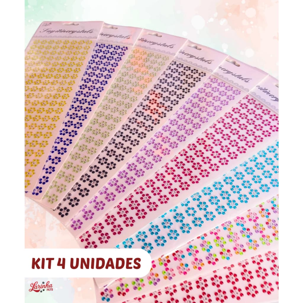 Brilho Adesivo para Pet - 4 Unidades com 160 adesivos - Cores sortidas