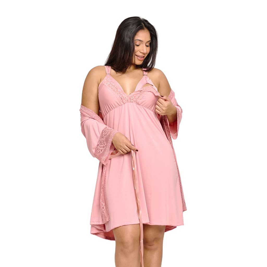 Conjunto Saída de Maternidade Camisola de Amamentação com Robe | 310.850