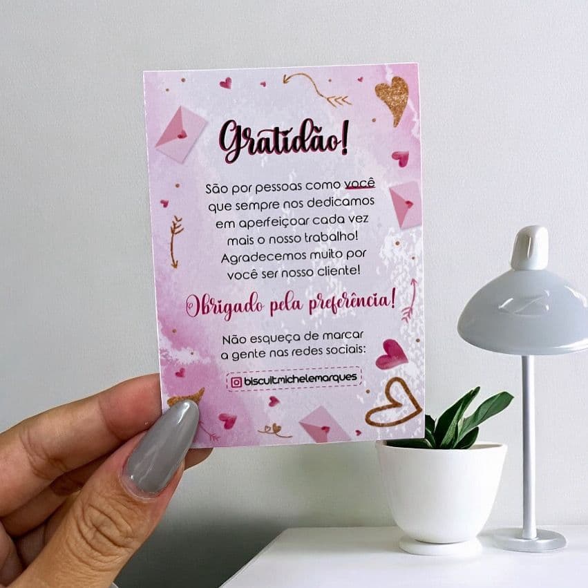 Cartão Agradecimento Gratidão Ao Cliente Personalizado Obrigada Pela Preferência