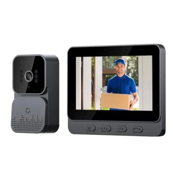 Câmera de campainha de vídeo sem fio com tela de aldrava de porta bidirecional infravermelha versão noturna em casa