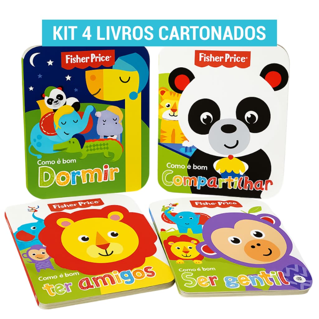 Livros Infantis Educativos Fisher Price Coleção Como É Bom Capa Dura - Kit com 4
