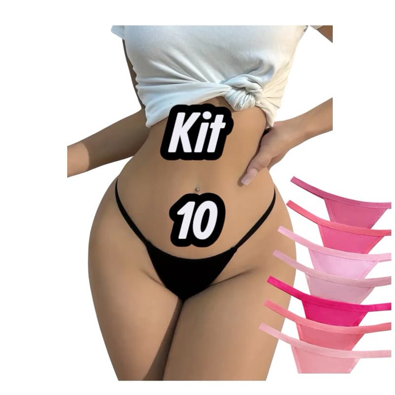 Kit 5 Calcinha Fio Dental Sexy Feminina Confortável Dia a Dia Academia Microfibra