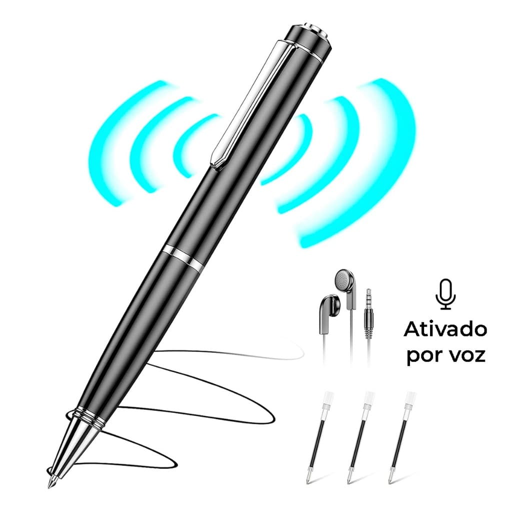 Voz digital Caneta Gravador de Voz Áudio Profissional Mini Escuta Espião De Som Portátil 96 Horas
