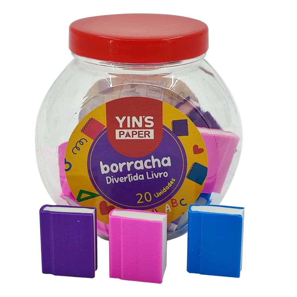 Pote 20 Borrachas divertida Escolar Formato Livros sortidas ideal para lembrancinha - YINS PAPER