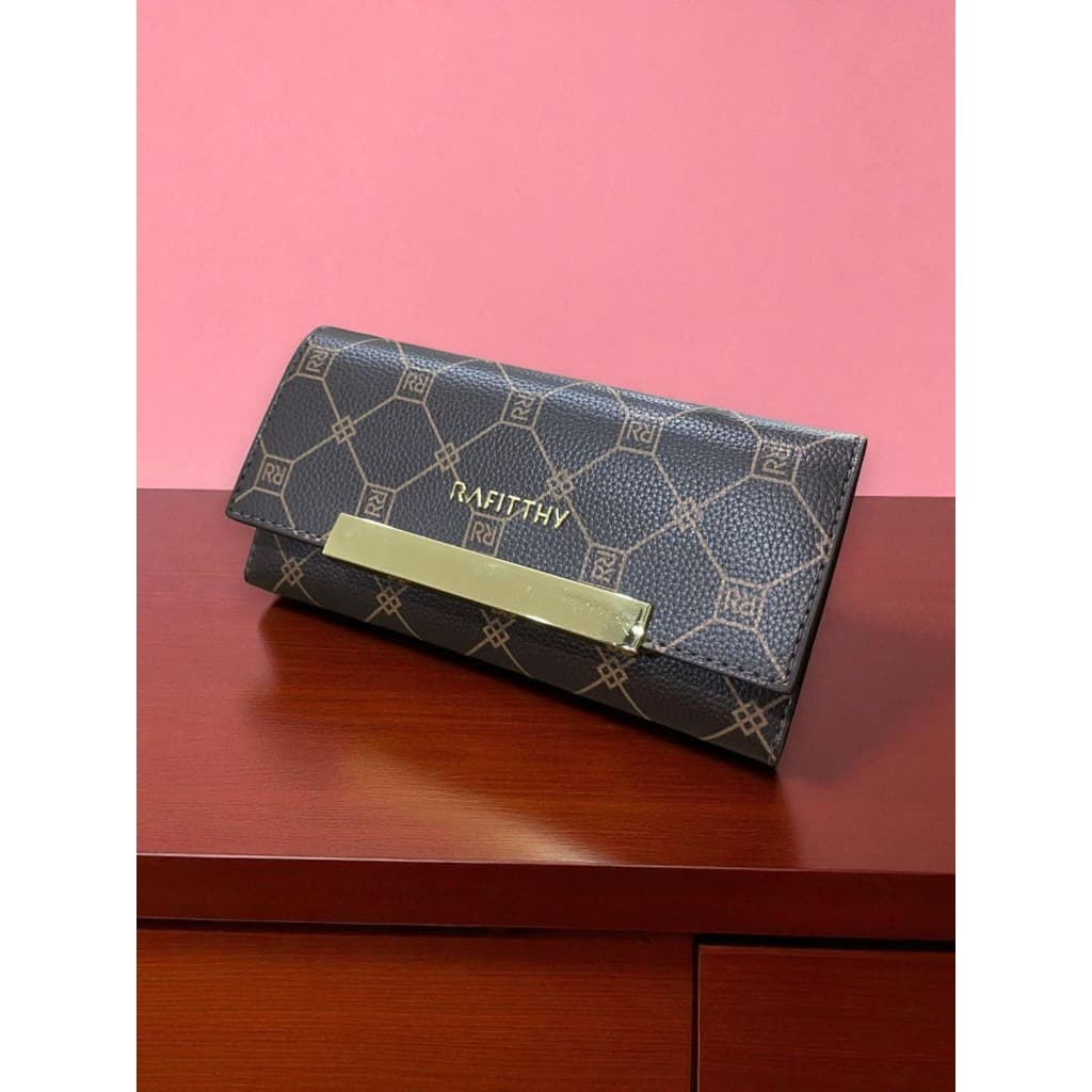 Carteira Feminina Rafitthy, Marrom Dark Cacau, Dourado, Feminino, Clutch 28.25401A