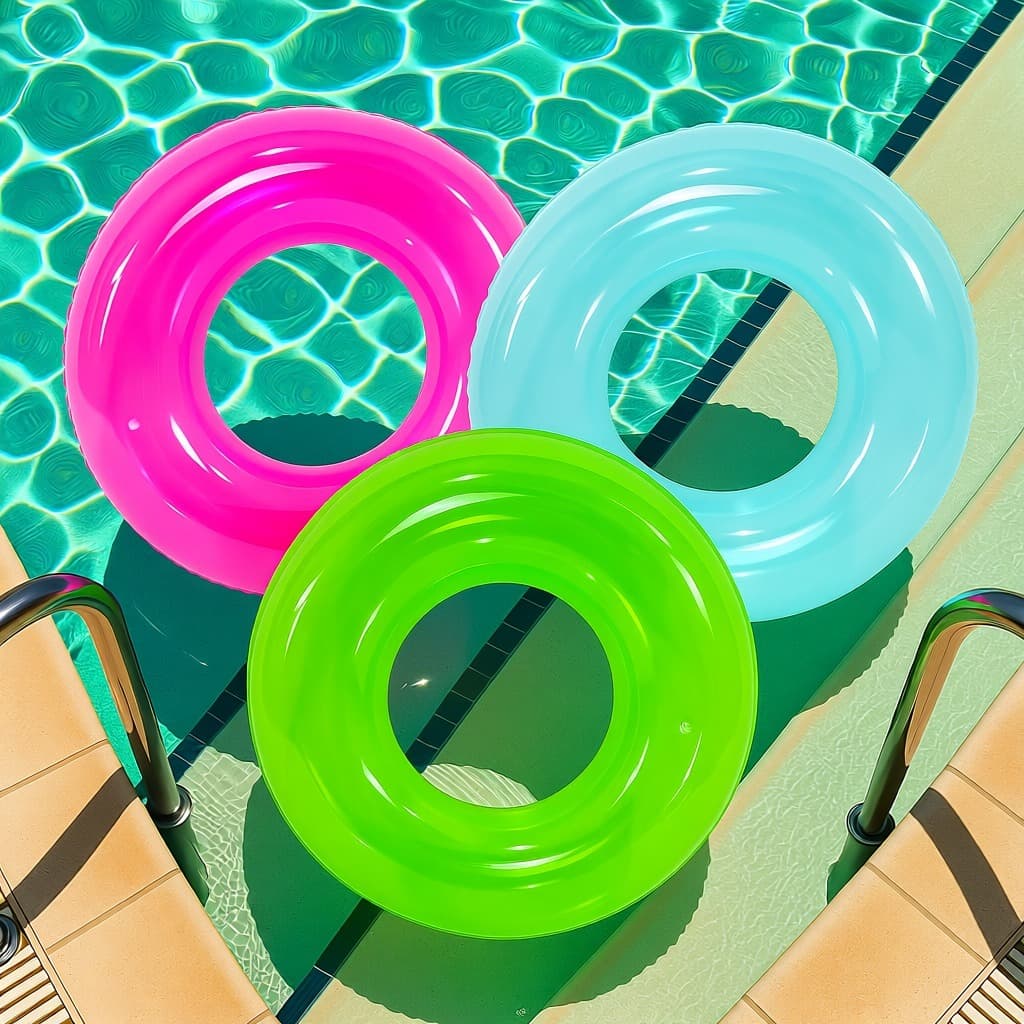 Boia Inflável Neon 85/60 cm Cintura Redonda Pool  Party Transparente Praia Piscina