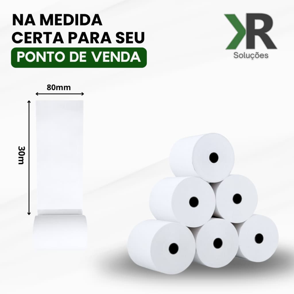 Bobina Térmica 80x30 Cupom Fiscal Branca Pdv Impressora