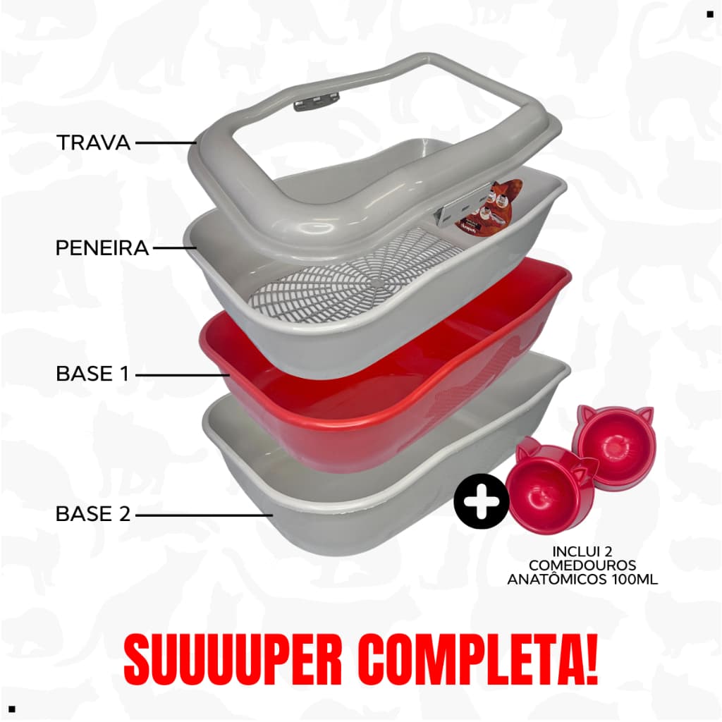 Caixa Areia Furbox Bandeja Banheiro Gato Grande Peneira Alta Funda Sanitário Inteligente Durapets