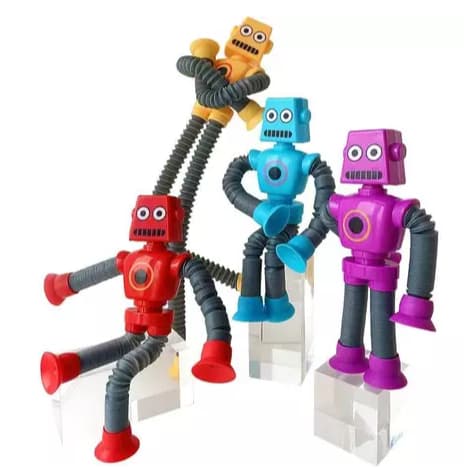 Kit 4/ 2/ 1 Robô Cartoon Tubo Telescópico Fofo Design Criativo Brinquedo infantil para crianças
